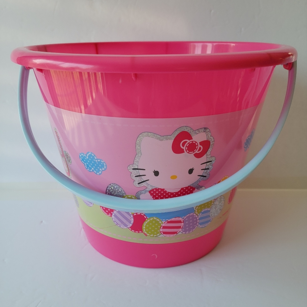 Vintage Hello Kitty by Sanrio Jumbo Plastic Glitter Easter Bucket pink 2014